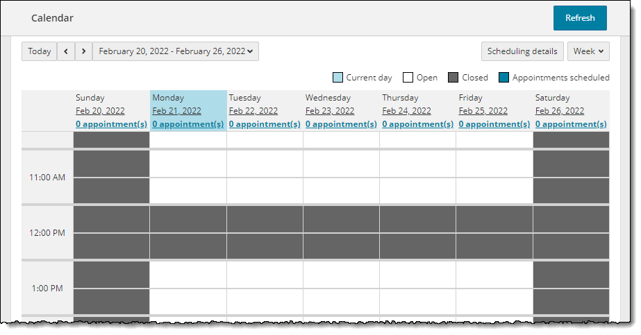 English (United States) date and time format for calendars.